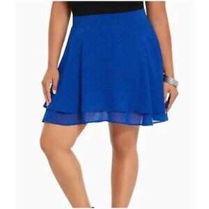 Torrid Skirt 16 Polka Dot Layered Flowy Coquette Fairy Feminine Mini Skater Blue